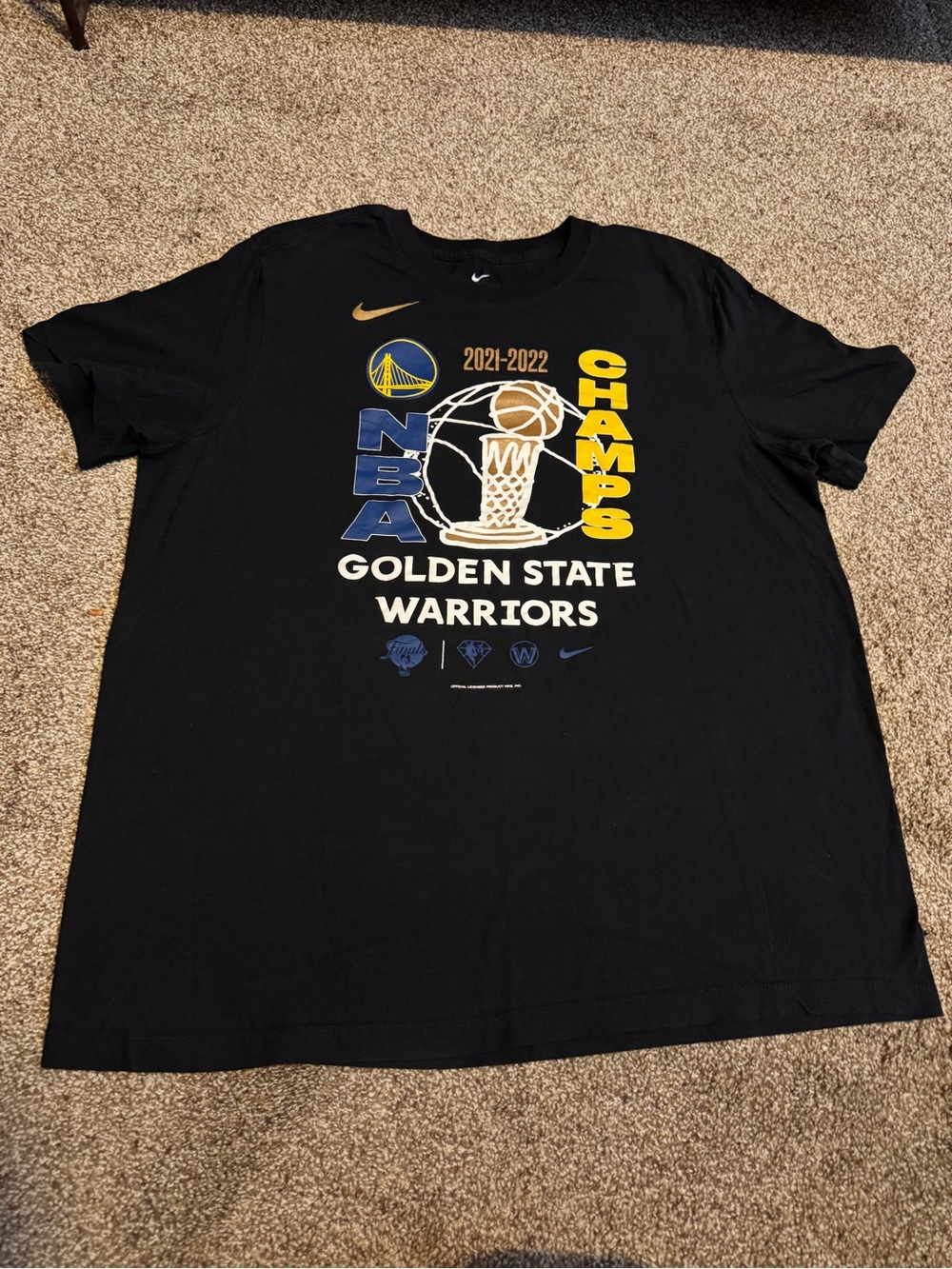 Nike Black/Yellow/Blue Golden State Warriors 2021-2022 Champs Graphic Tee